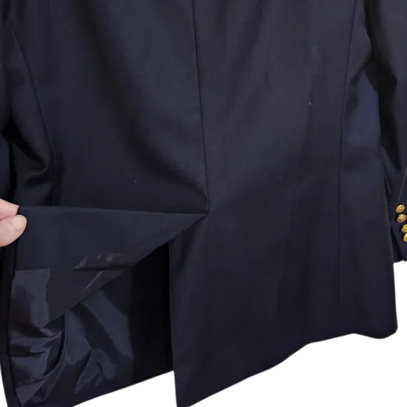 Lauren‎ Ralph Lauren Wool Blend Navy Blue and Gold Button Blazer Suit Jacket 42R
